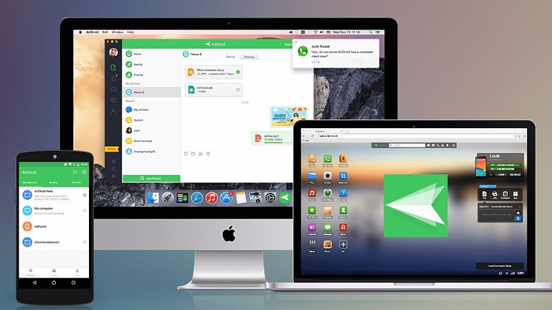AirDroid transfers music from iTunes to Android and manages data stored. 