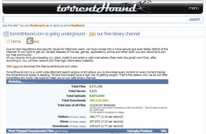 TorrentHound search engine