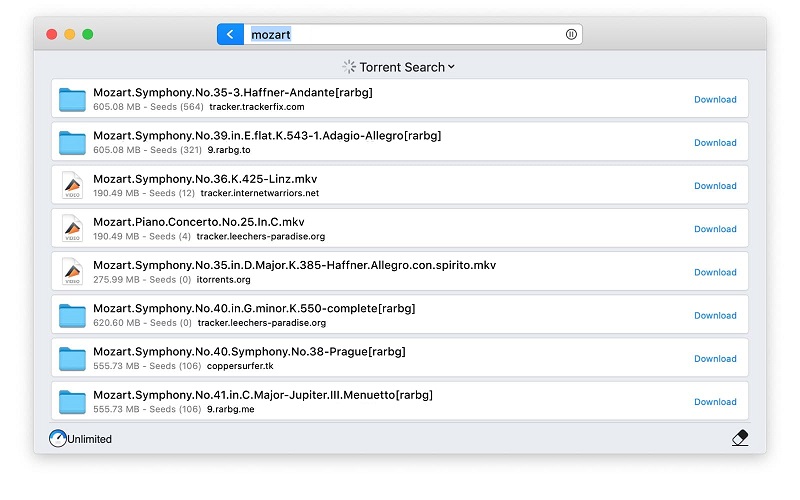 Folx as a torrent search engine for Mac