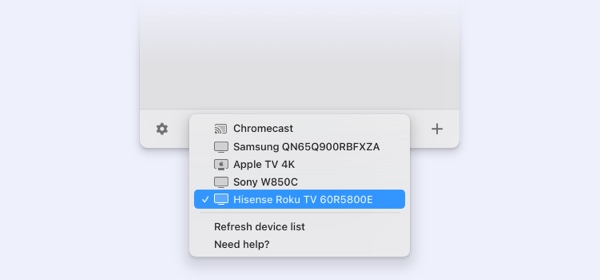 Select the network device that will mirror your Mac.