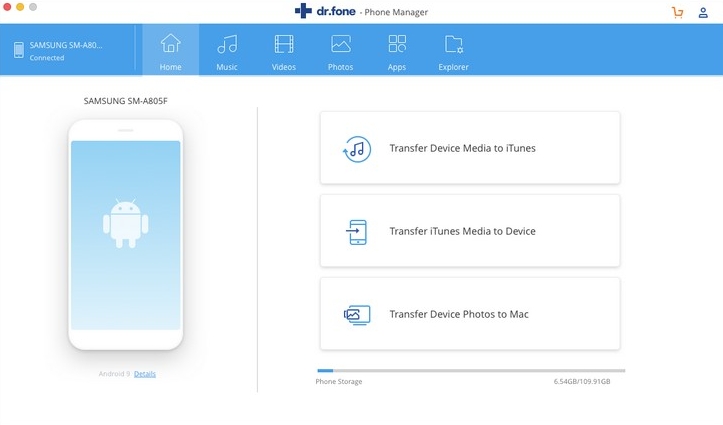 Dr. Fone funciona con diferentes archivos multimedia y es compatible con todas las versiones de Android.