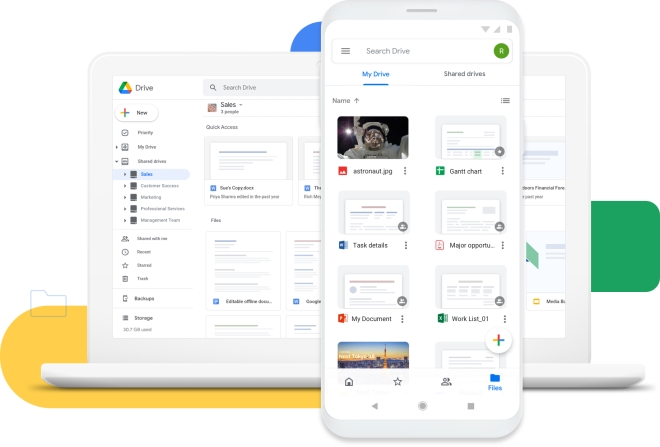 You can use Google Drive both on your phone and Mac computer.