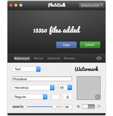 Bulk resize, batch rename, watermark image mac, mac watermark, optimize images