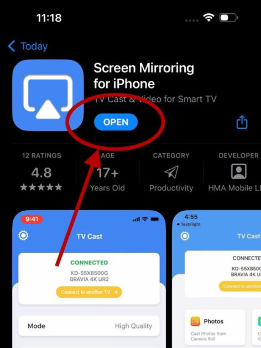 Launch the Screen Mirroring app after installation