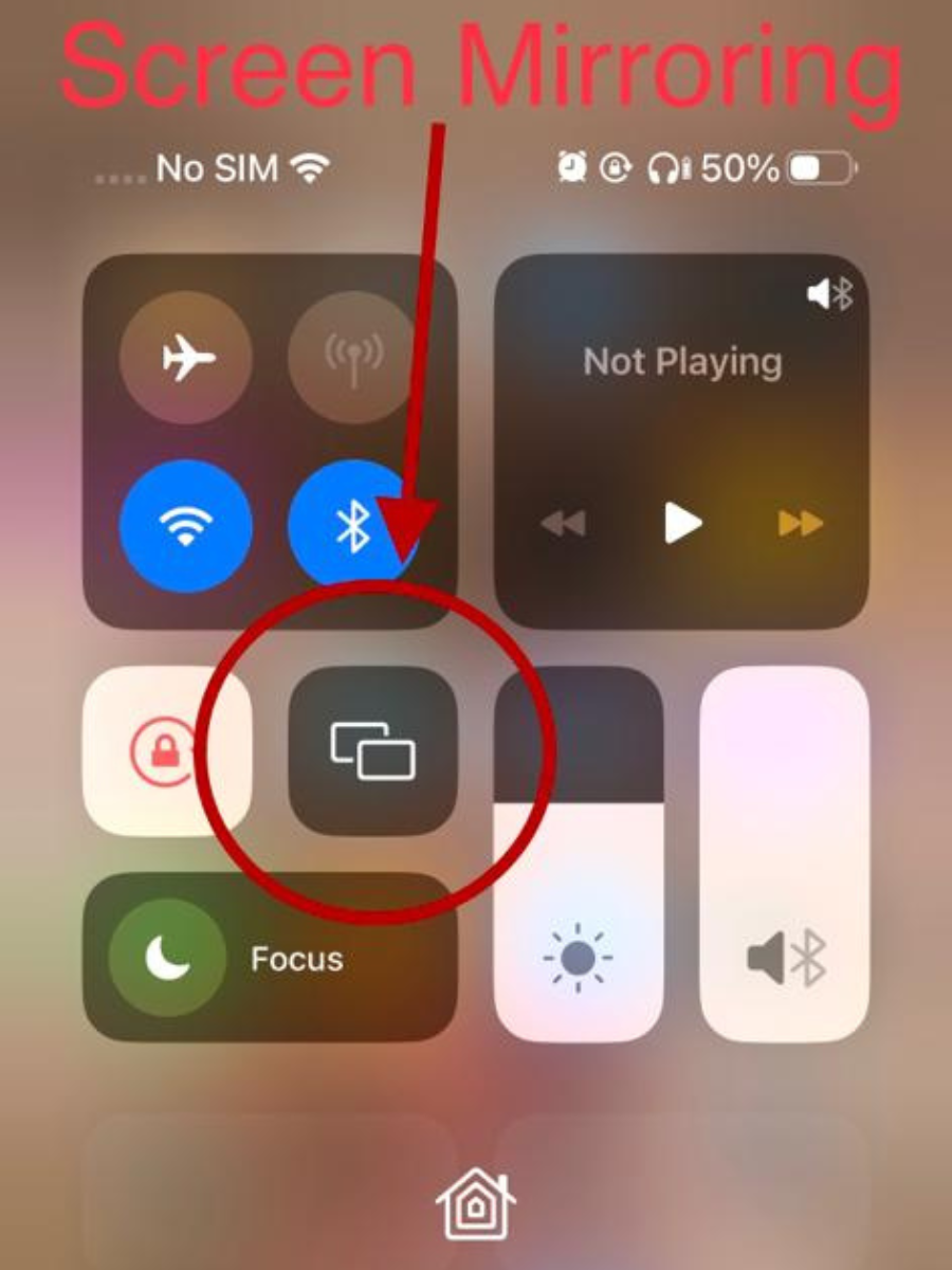 Find Apple iPhone Screen Mirroring option in the Control Center