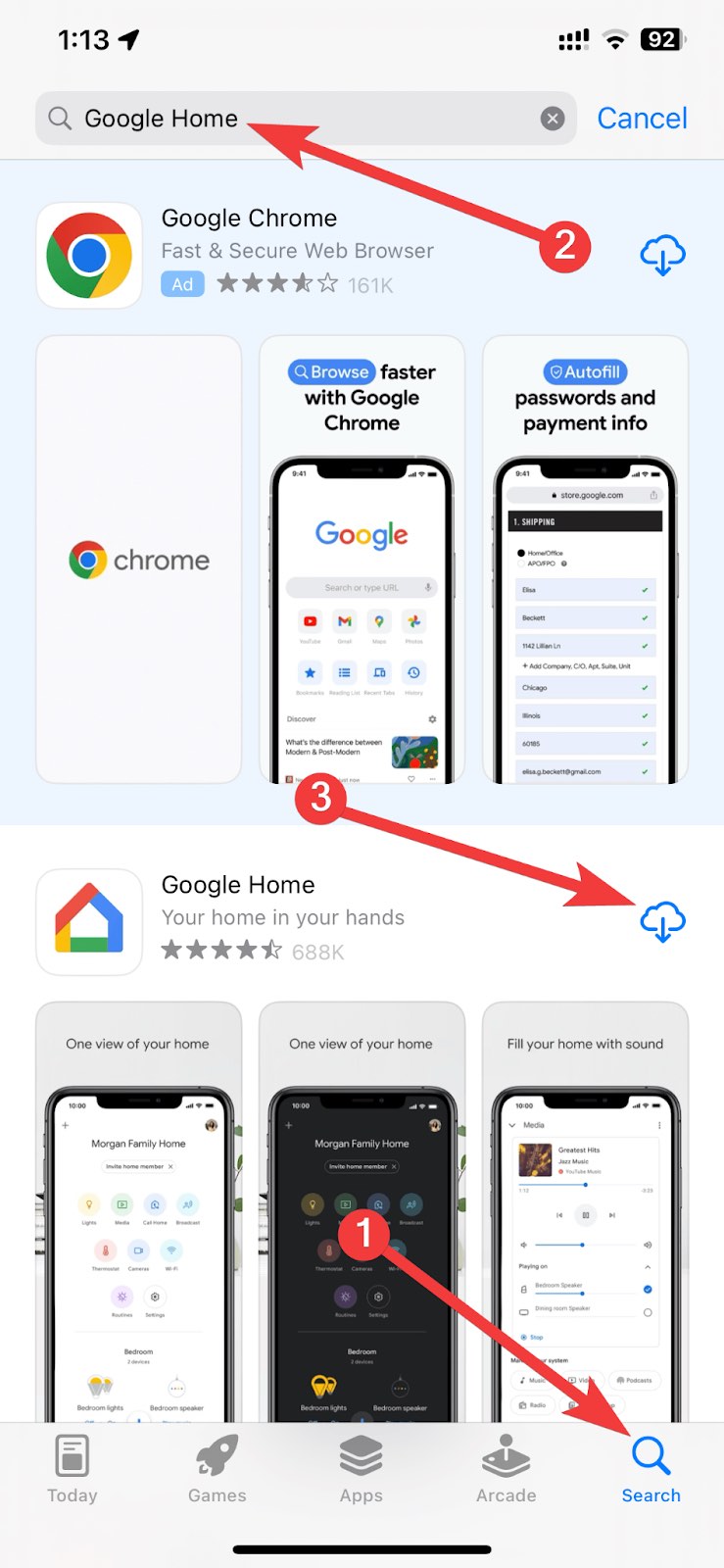 Download Google Home app from the App Store