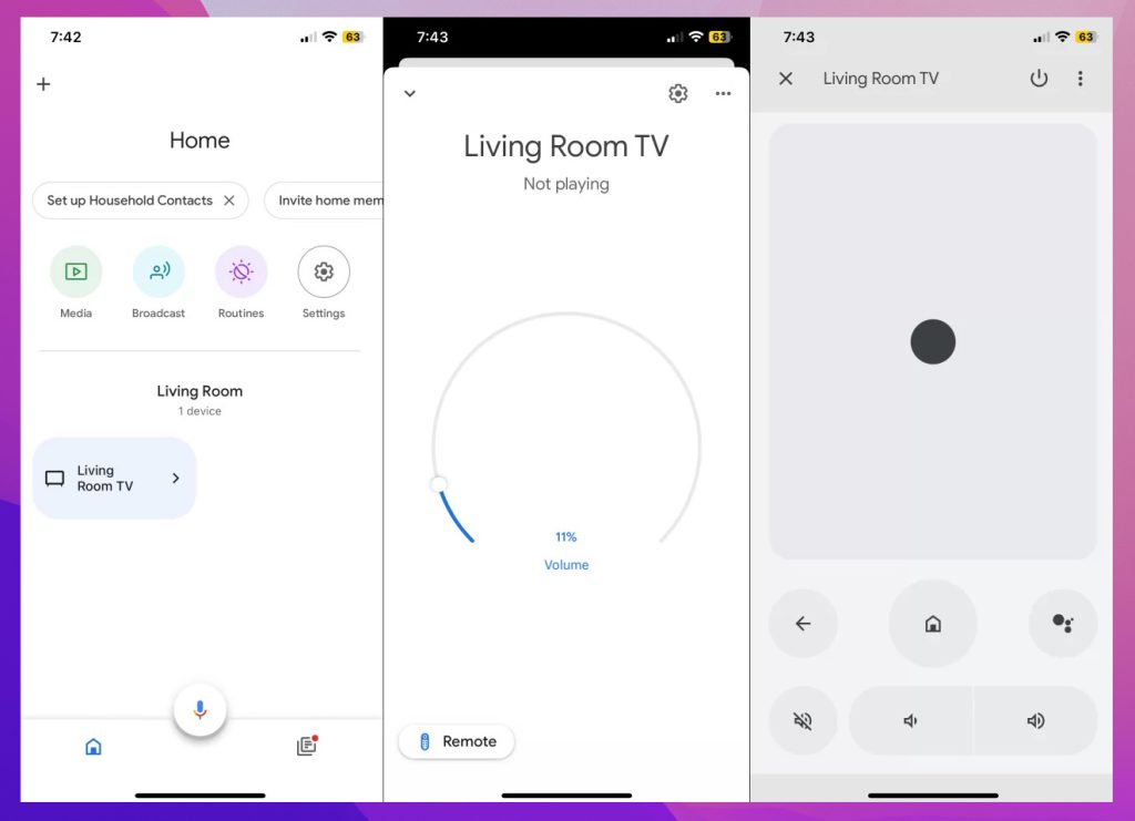 Google Home app interface Google Home app interface