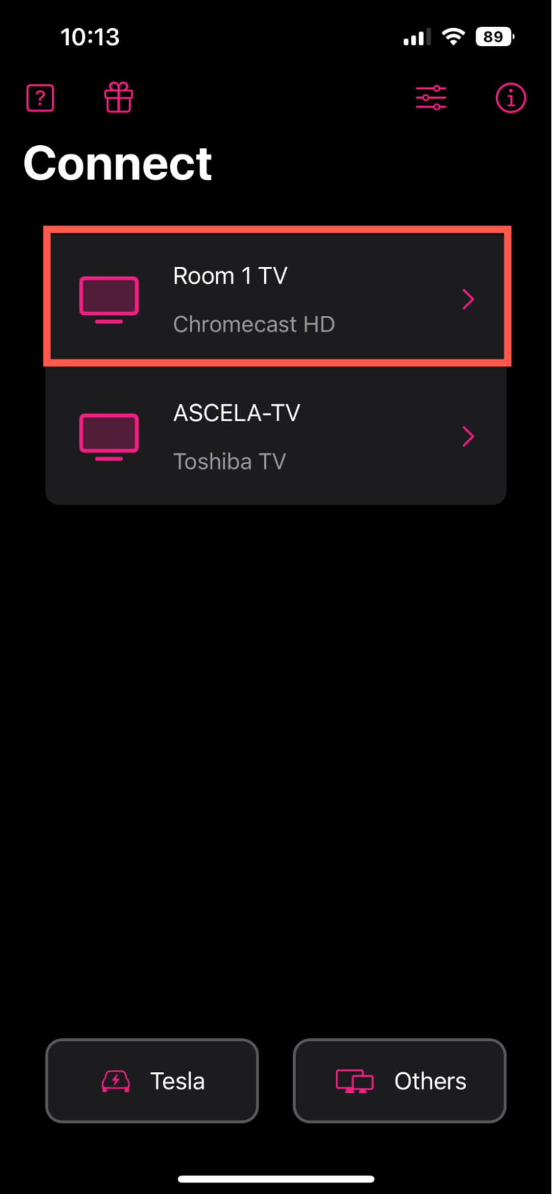 Select your Chromecast device under Connect