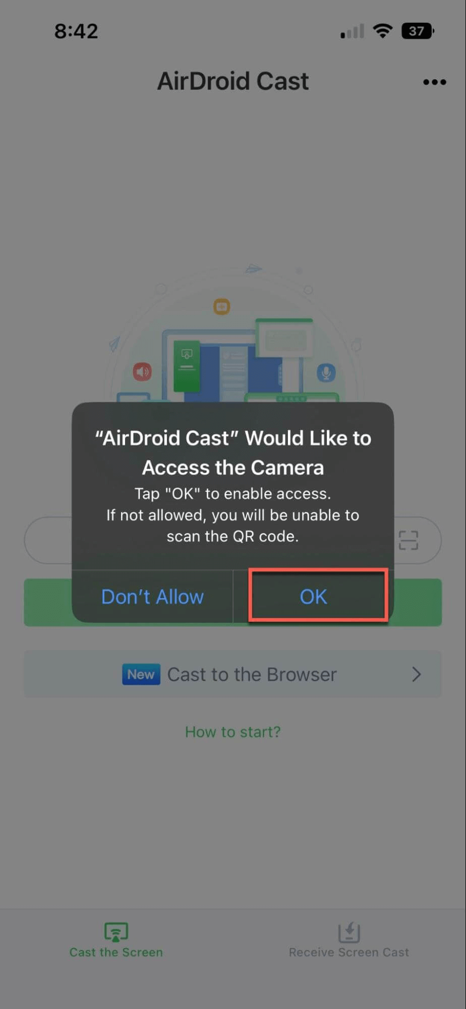 Allow the AirDroid Cast app to access the camera