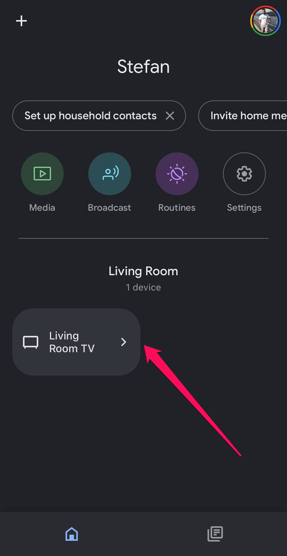 Set up the Chromecast on the Google Home app