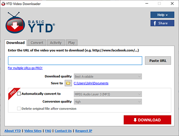 YTD is a simple and inexpensive application for downloading YouTube videos.