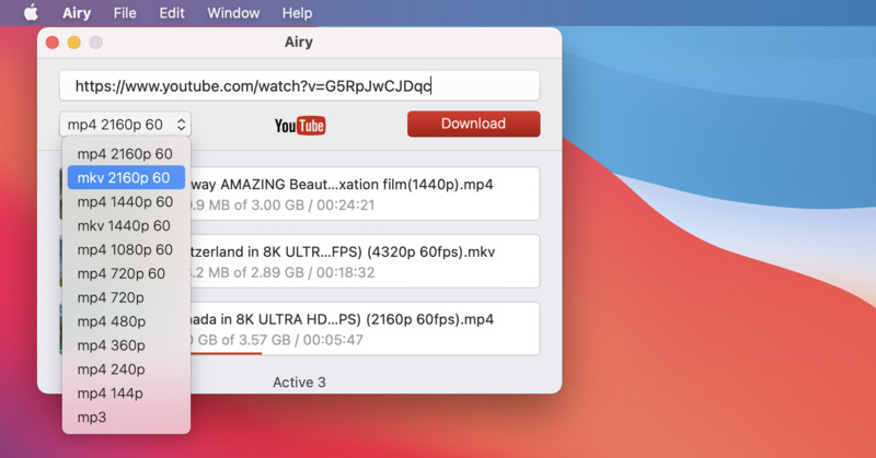 Download videos from Google Chrome using Airy