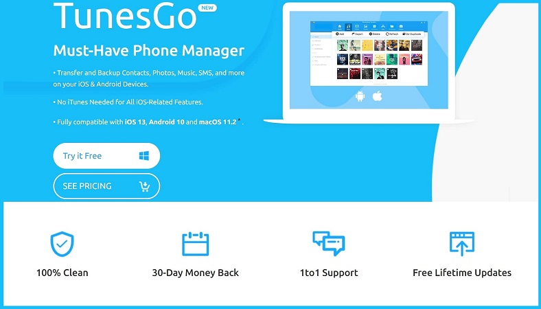 Wondershare TunesGo is phone manager with wide list of features.
