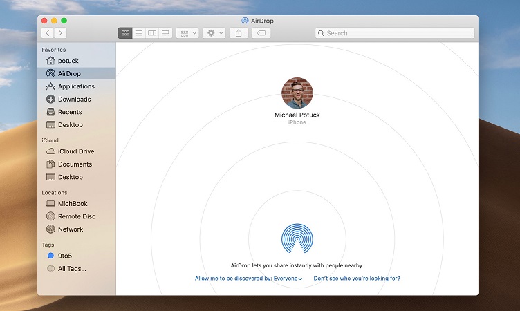 The AirDrop is available on almost all Mac OS devices.