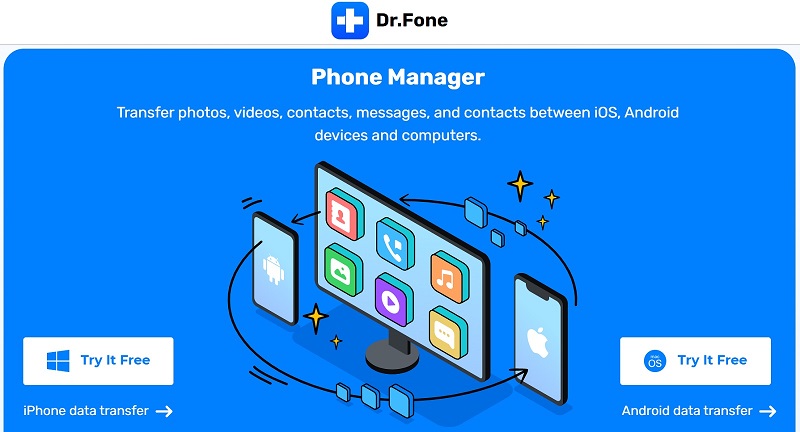Dr.Fone is easy to use app with support the transfer of almost all data types.