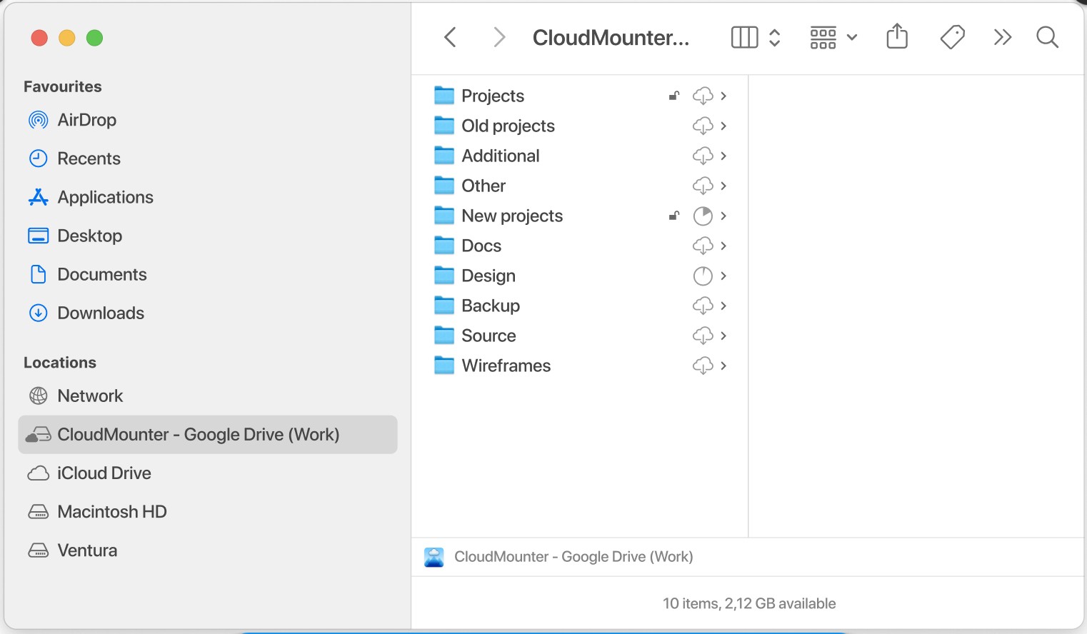  FinderでGoogleドライブをネットワークドライブとしてマッピング