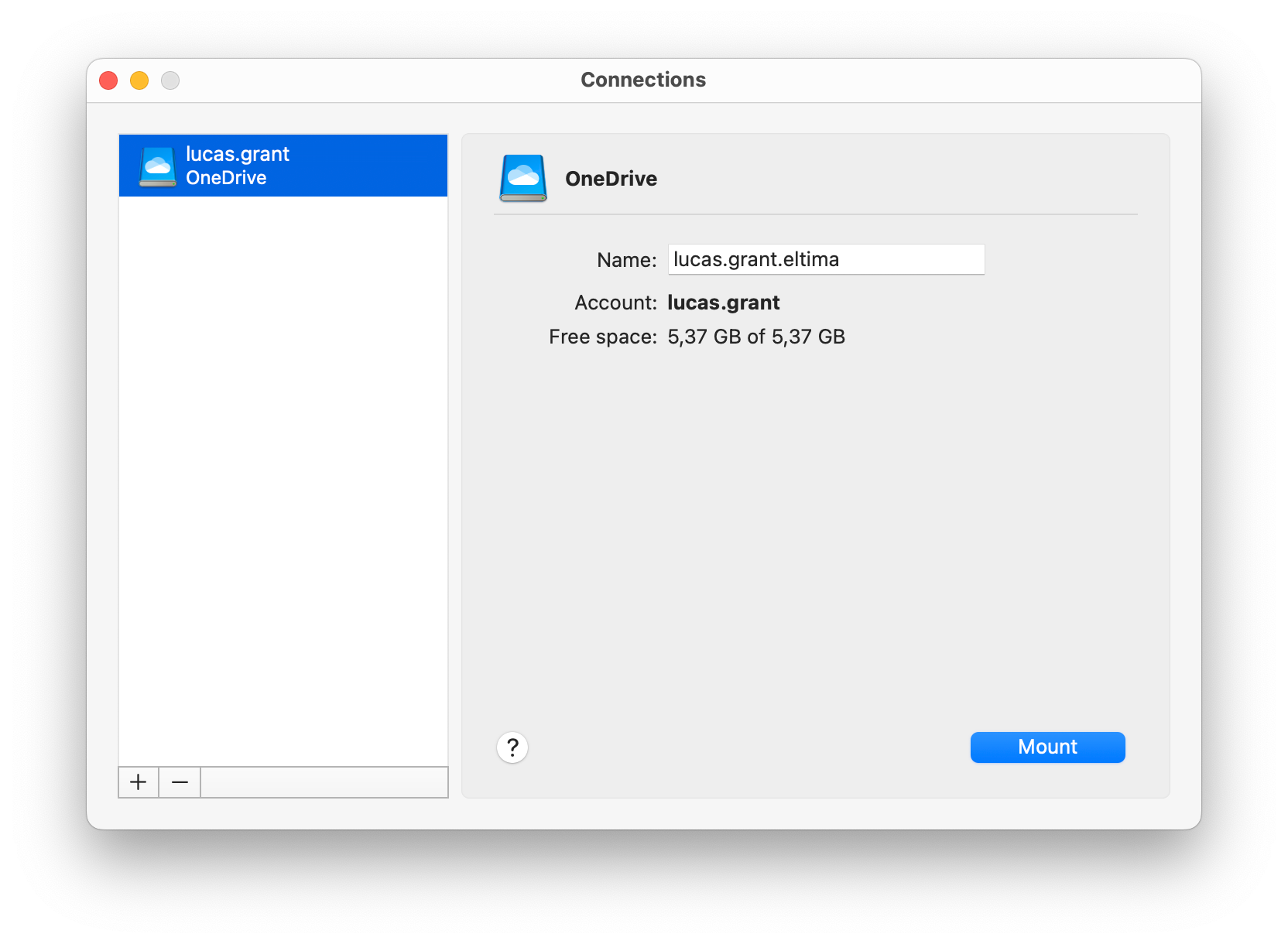  The Mount button in CloudMounter on macOS
