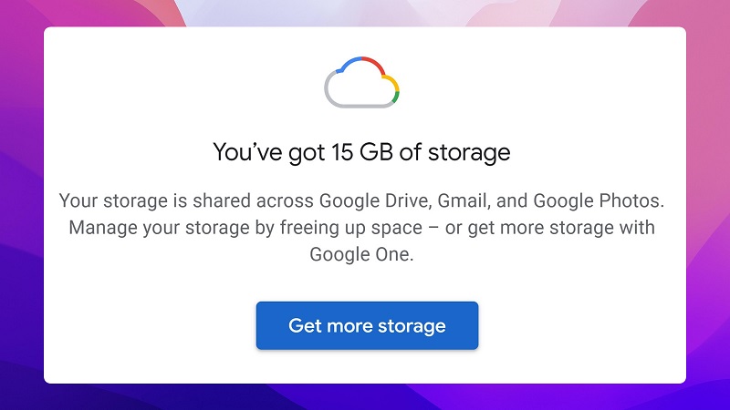 Le montant de base du stockage gratuit de Google Drive est de 15 Go, pour l'augmenter, vous devez acheter un abonnement.