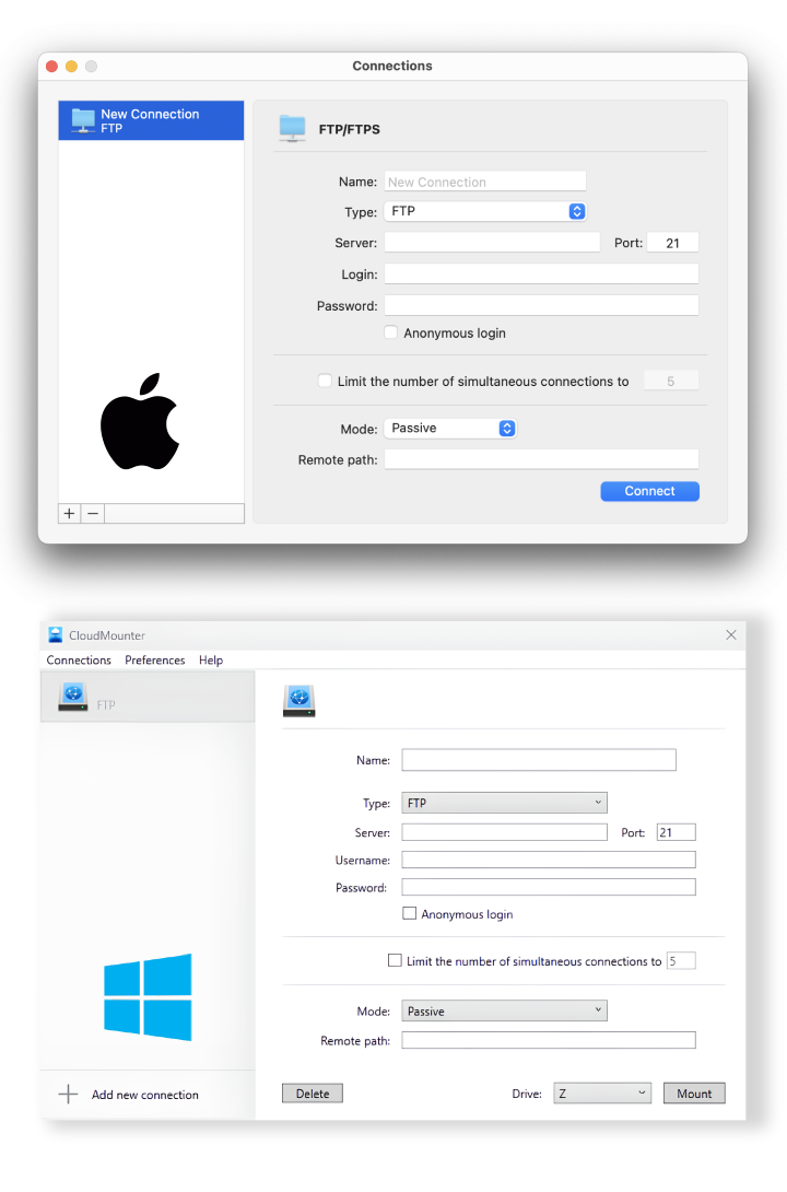  Connection setting in CloudMounter