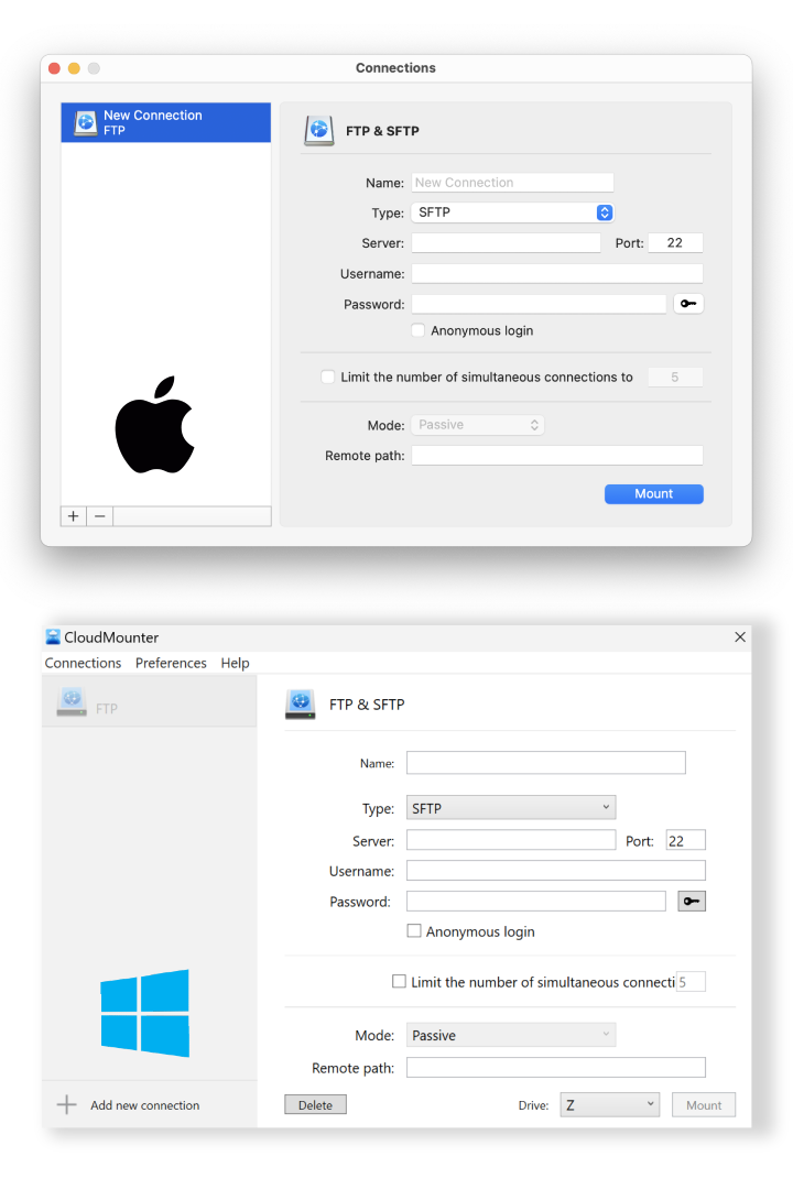  SFTP setting on CloudMounter