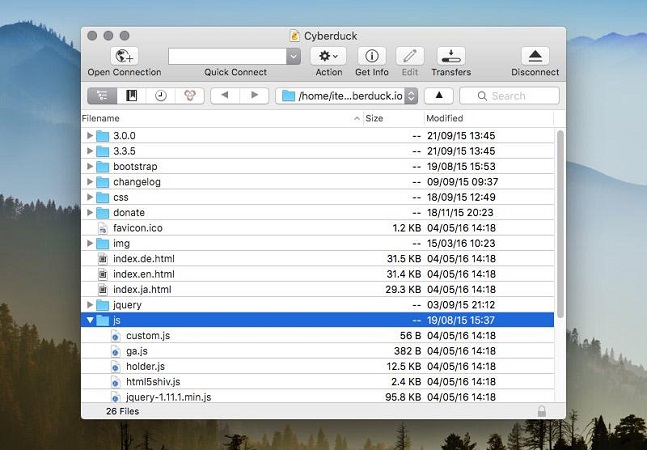 The Mac FileZilla alternative Cyberduck offers quite simple using.