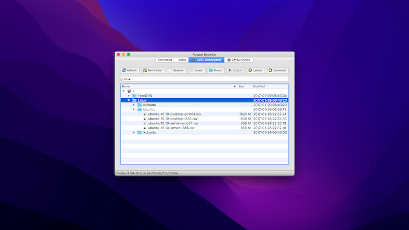 Rclone is another best free FTP Mac client.
