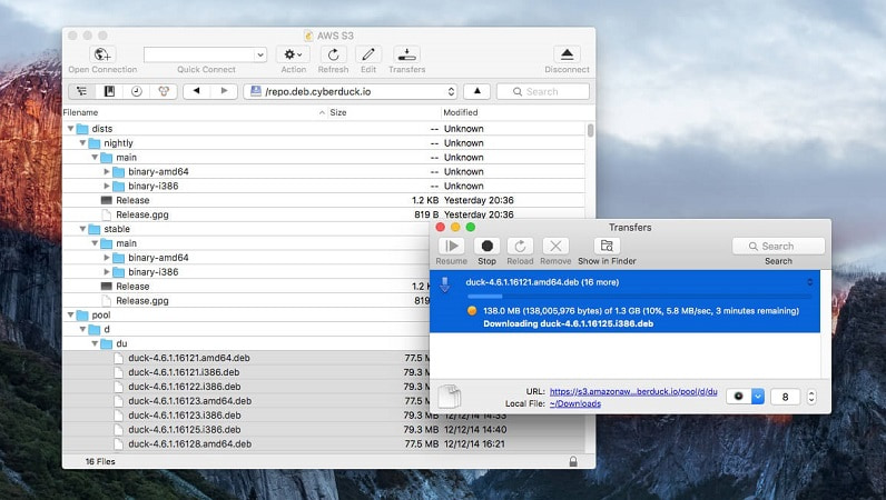 Mit Cyberduck können Sie Dateien schnell über Ihren Mac verschieben.