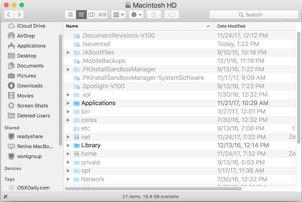 library folder on mac high not hiding