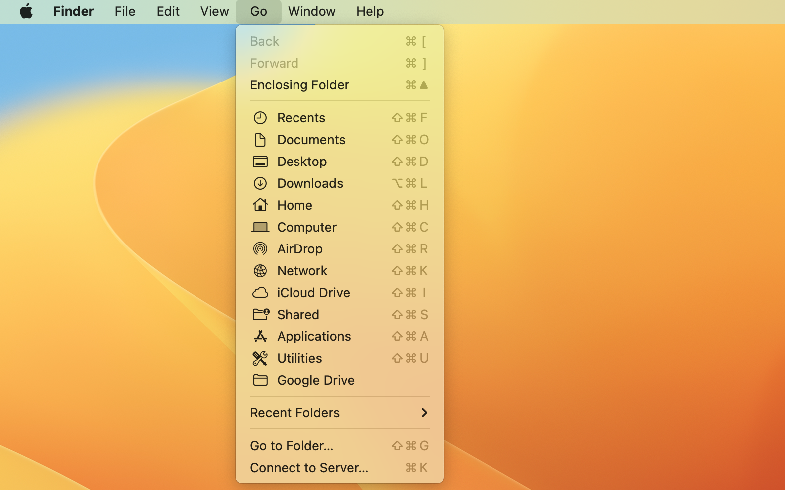  The finder interface.