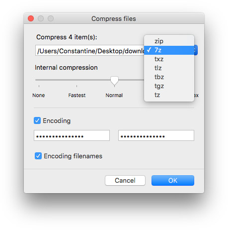 compress file with password mac