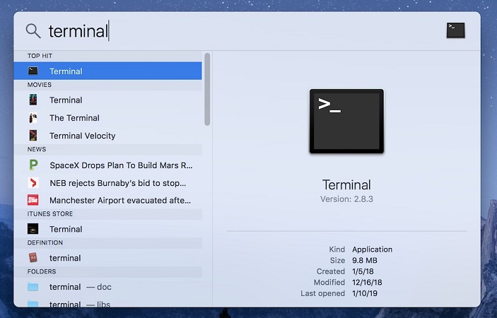 How to find Terminal on Mac.