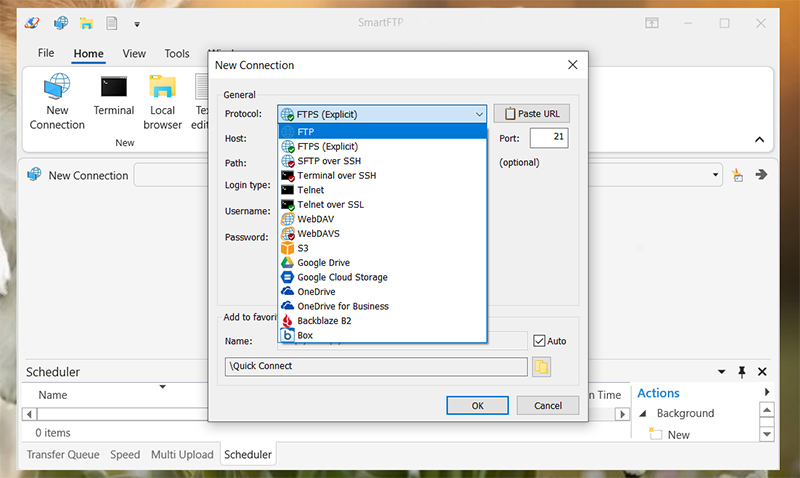 SmartFTP ist eine App für Windows und unterstützt verschiedene Protokolle.