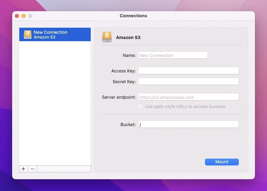 Amazon S3 im CloudMounter Amazon S3 im CloudMounter