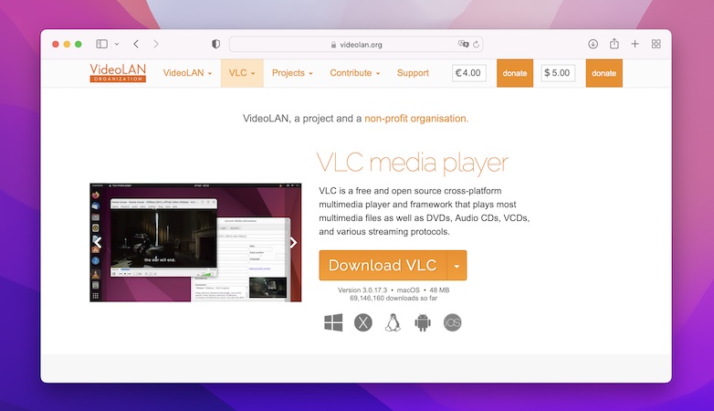 VLС es uno de los reproductores MKV populares para Mac que admite casi todos los formatos de archivo.
