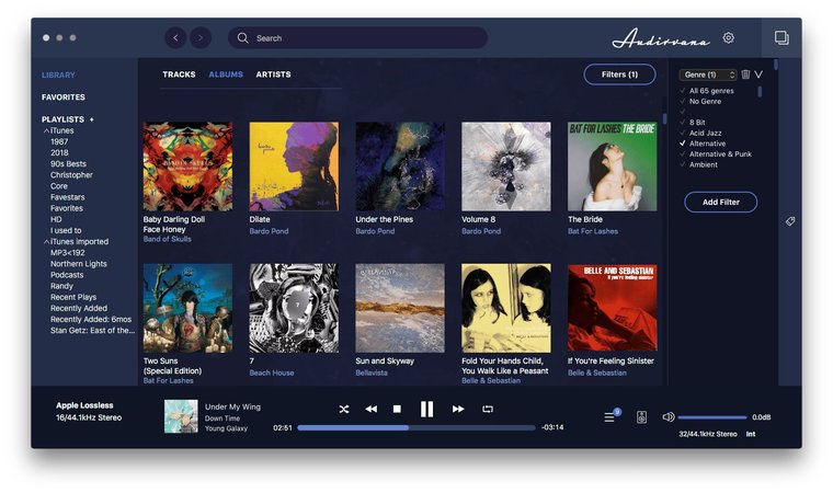 Audirvana propose une gamme d'options d'égalisation et vise exclusivement la lecture de musique et d'audio
