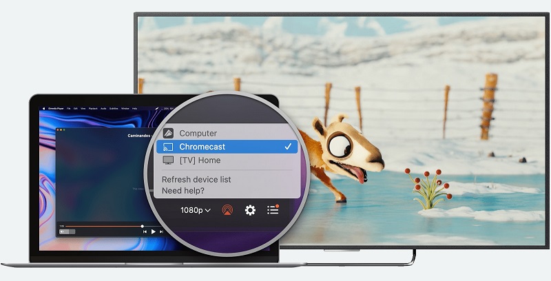 Elmedia Player PRO allows stream from Mac to TV.