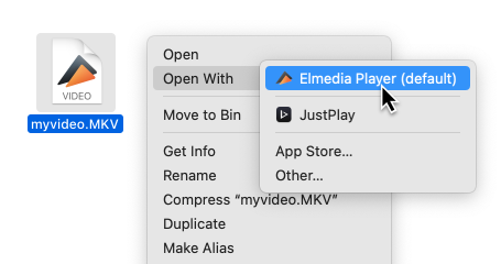 Choose a video file and open using Elmedia Player.