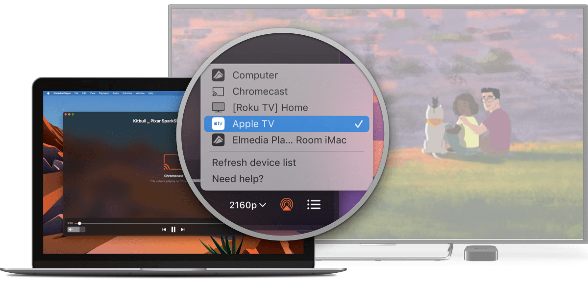 elmedia player airplay stops