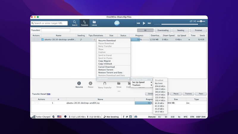 Mac用BitTorrentクライアント - FrostWire。