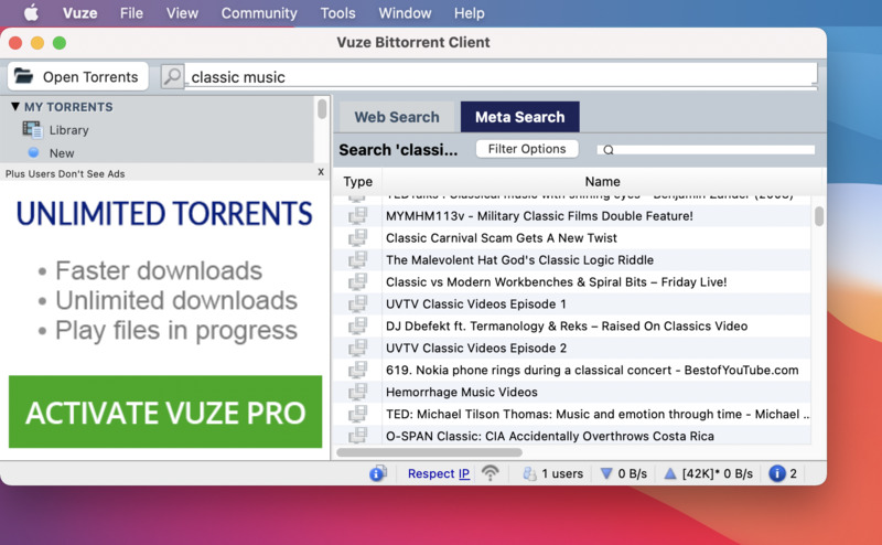 Vuze torrent client Mac.