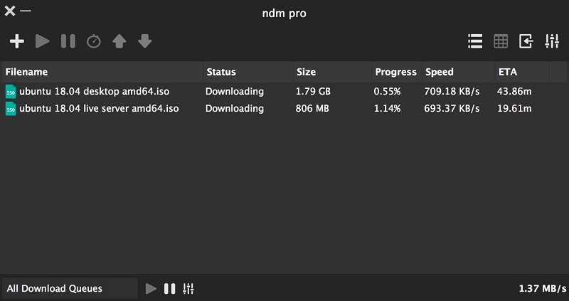 Veamos más de cerca la aplicación Ninja Download Manager.