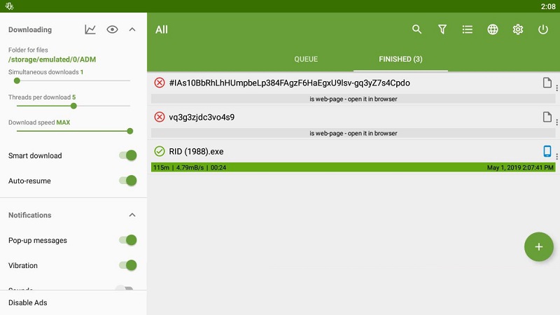 Advanced download manager allows you to schedule downloads on Android