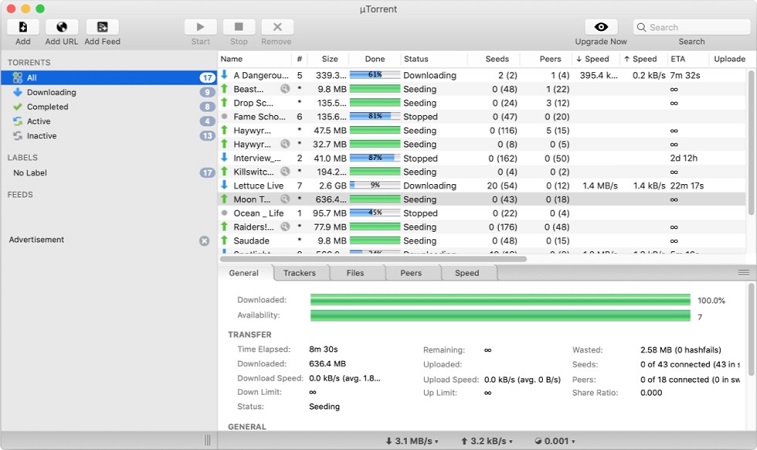 Da uTorrent eine 32-Bit-Anwendung ist, funktioniert es nicht auf den neuesten Mac-Versionen.