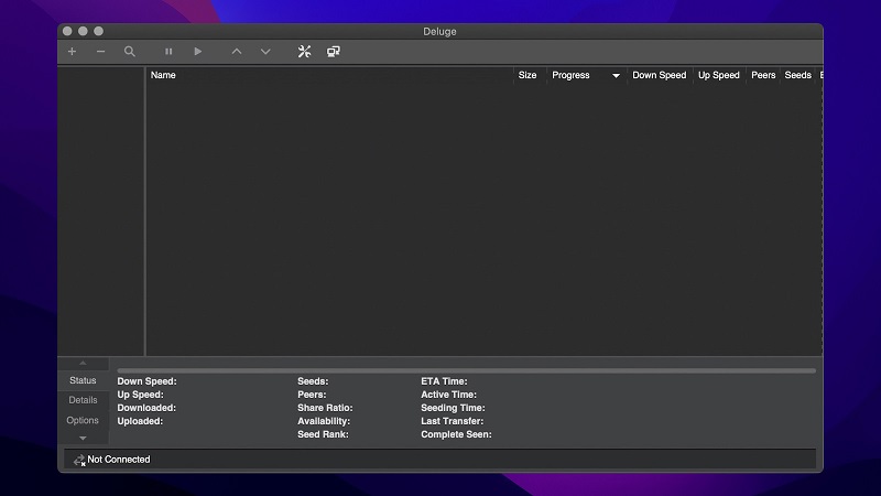 Deluge est une alternative à uTorrent pour Mac Monterey avec une compatibilité multiplateforme.