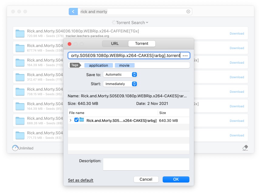 Cliente torrent gratuito para Mac con opciones adicionales