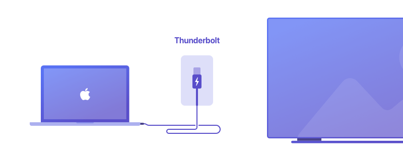 Conecte Mac a Samsung usando el puerto Thunderbolt.