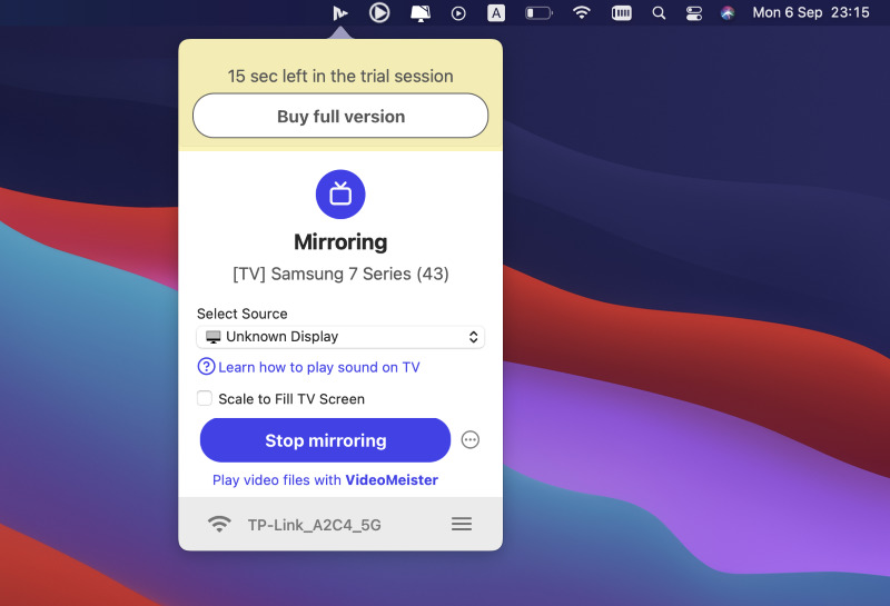Conectar Mac a Samsung usando MirrorMeister.