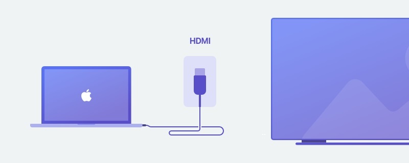 Conecta la Mac a la TV mediante HDMI.