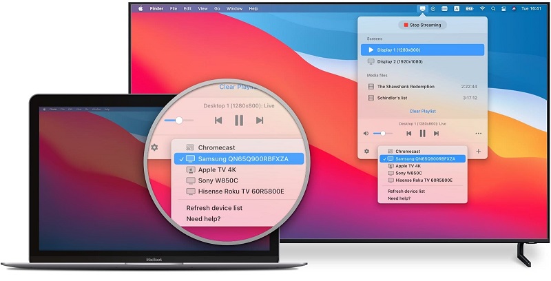 Screen mirroring from Mac to Samsung.