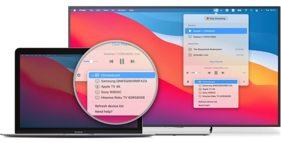 Stream video from Mac to TV easily.
